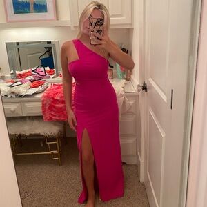 Aidan by Aidan Mattox one shoulder cut out dress